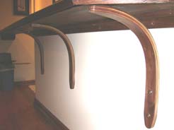 Close-up of curved laminated supports