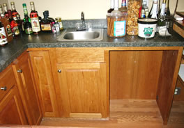 Space under counter for wine refrigerator