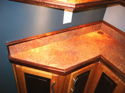 Laminate counter top with walnut trim