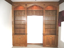 Storage cabinets, fluted trim with rosettes