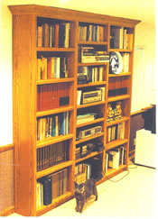 Red oak bookcases, with cat