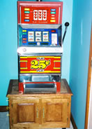 Cabinet is used as a slot machine stand
