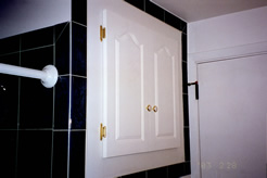 Painted poplar bath cabinet doors